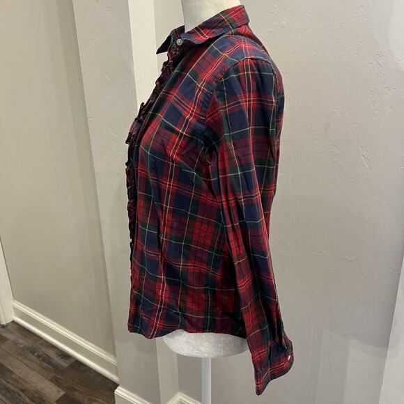 Lauren Ralph Lauren Women’s Plaid Button Front Ruffle Top Petite M (A0127) - Picture 3 of 6